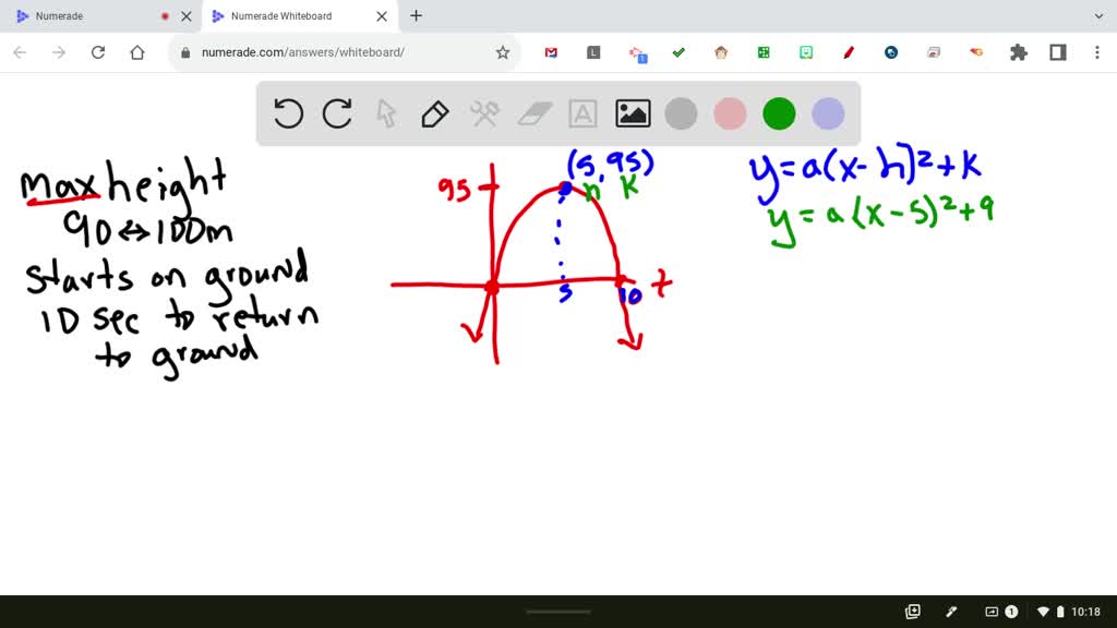 SOLVED Create a quadratic function to model the height of an object thrown into the air with