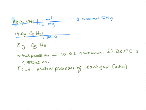 three-gases-800-g-of-methane-ch4-180-g-of-ethane-c2h6-and-an-unknown-amount-of-propane-c3hs-were-added-to-the-same-100-l-container-at-230-c-the-total-pressure-in-the-container-is-450-atm-cal-46276