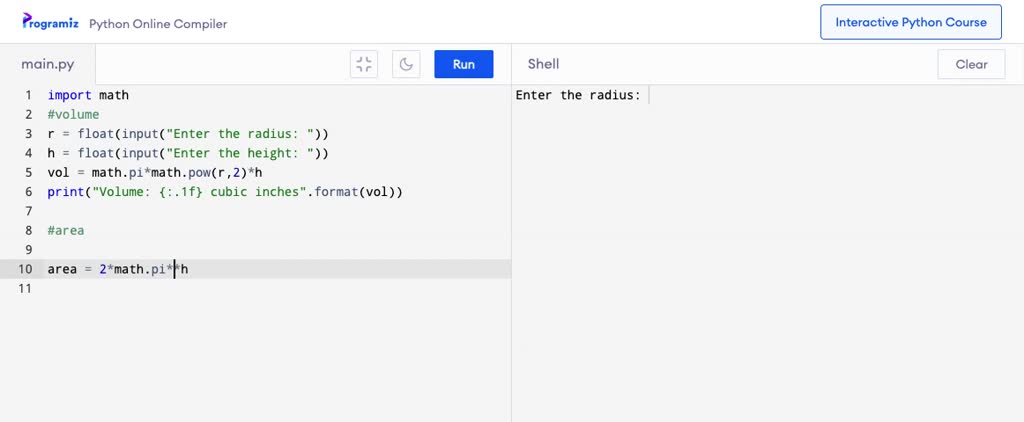 SOLVED: The volume and area of a cylinder are calculated as: Volume ...