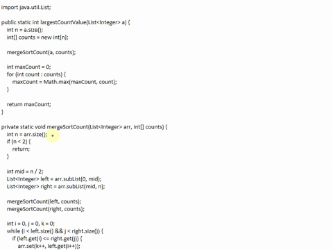 public-static-int-largestcountvaluelistinteger-a-write-your-code-here-java-24-merge-sort-counts-merge-sort-is-one-of-the-most-famous-sorting-algorithms-in-this-problemmergesort-takes-an-arra-85932