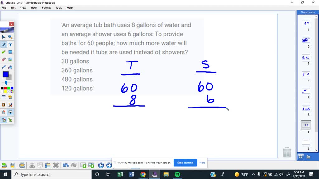 'An average tub bath uses 8 gallons of water and an average shower uses 6 gallons To provide