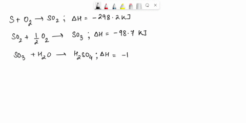 if-s-o2-so2-h-2982-kj-so2-12o2-so3-h-987-kj-so3-h2o-h2so4-h-1302-kj-h2-12o2-h2o-h-2873-kj-then-the-enthalpy-of-formation-of-h2so4-at-298-k-is-a-8144-kj-b-6503-kj-c-3205-kj-d-2335-kj-28199