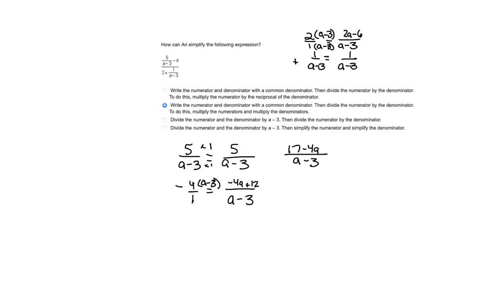 SOLVED: How can Ari simplify the following expression? mc025-1.jpg ...