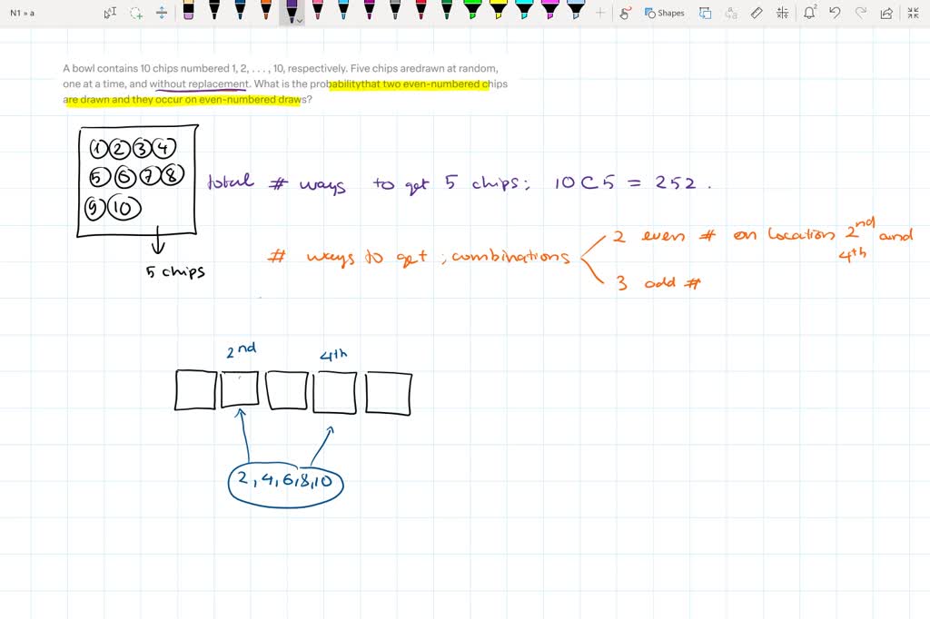 SOLVED A bowl contains 10 chips numbered 1, 2,, 10, respectively