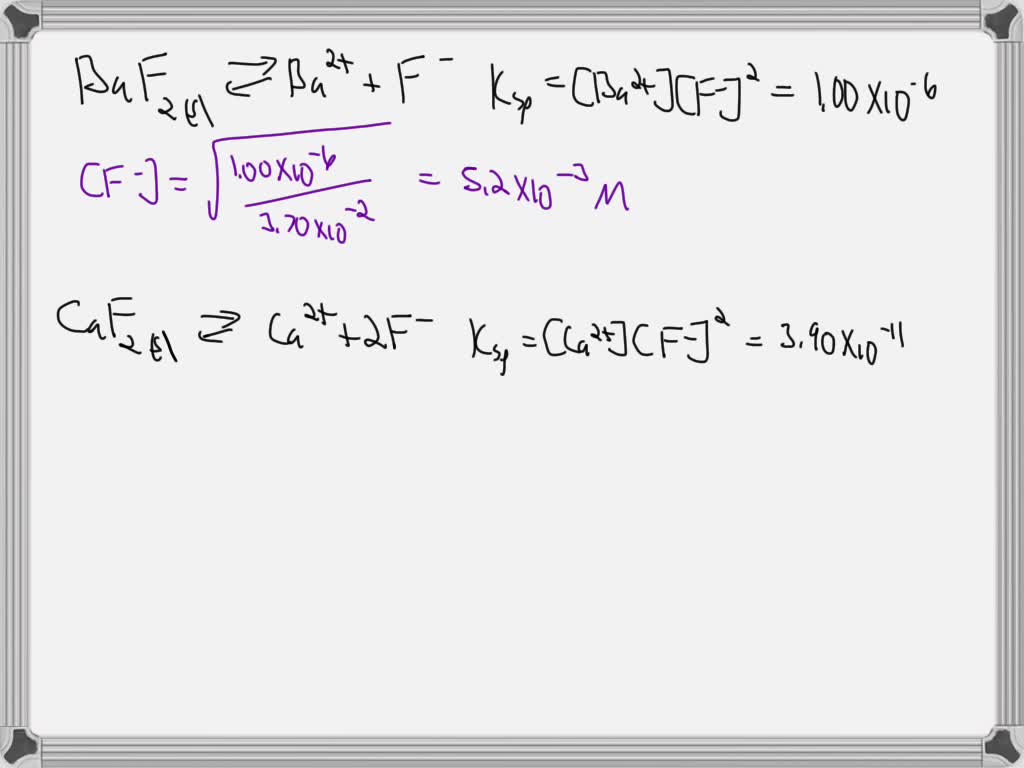 SOLVED Question 16 The Ksp of barium fluoride is 1.00 x 106The Ksp of