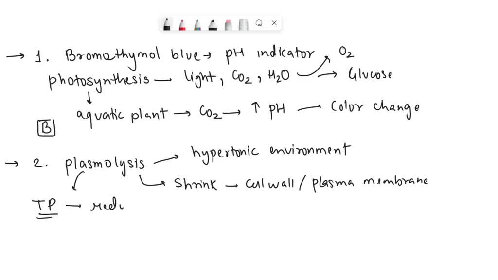 SOLVED A testtube contains water, bromothymol blue indicator and a