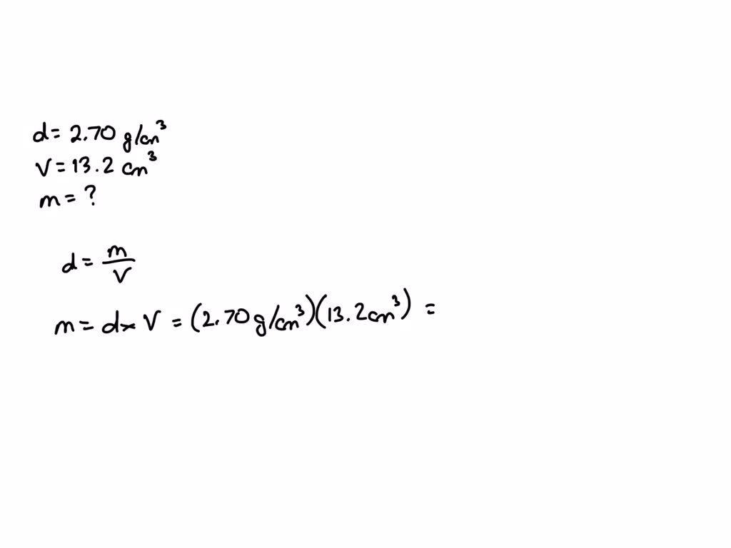 SOLVED Aluminum has a density of 2.70 g/cm3. What quantity in moles of
