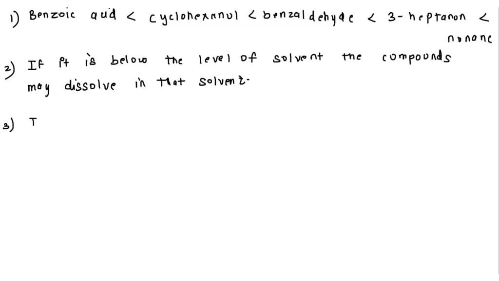 SOLVED Postlab Questions 1) Arrange the following compounds in order of increasing Rf in TLC