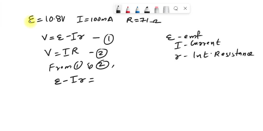 SOLVED A battery having an emf of 10.80 V delivers 100 mA when