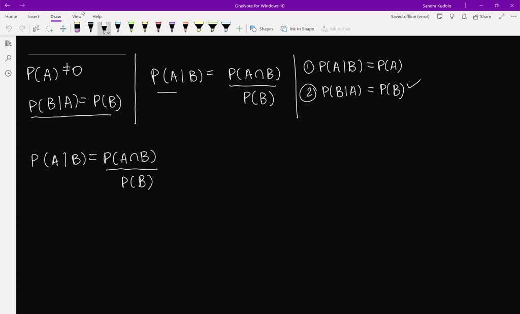 SOLVED: Let A And B Be Events Such That P(A) ≠ 0 And P(B|A) = P(B ...