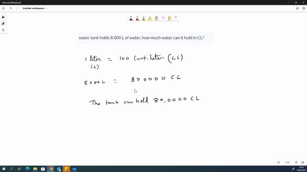 SOLVED water tank holds 8 000 L of water, how much water can it hold