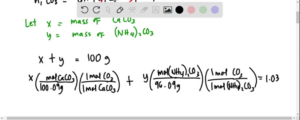 SOLVED: A mixture of CaCO3 and (NH4)2CO3 is 61.9% CO3 by mass. Find the ...