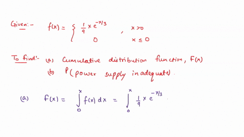 5-12-marks-in-a-certain-city-the-daily-consumption-of-electric-power-in-millions-of-kilowatt-hours-is-a-random-variable-having-the-probability-density-8-ce-3-for-0-fz-a-for-w-0-marks-find-th-63988