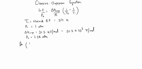 the-normal-boiling-point-of-liquid-heptane-is-371-k-assuming-that-its-molar-heat-of-vaporization-is-constant-at-315-kjmol-the-boiling-point-of-c7h16-when-the-external-pressure-is-138-atm-is-99636