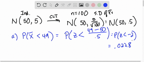 given-norma-distribution-with-50-and-0-5-and-given-you-select-sample-of-n-100_-complete-parts-through-d-what-is-the-probability-that-x-is-less-than-49-px-49-type-an-integer-or-decimal-rounde-23435