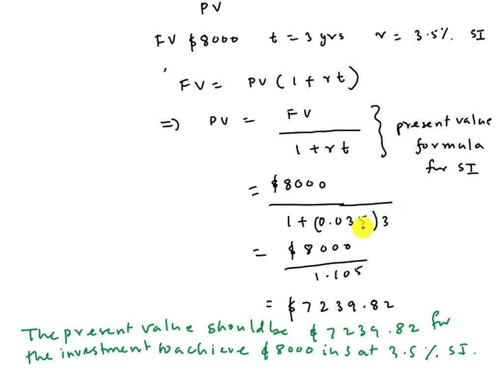 SOLVED: Find the present value, using the present value formula and a ...