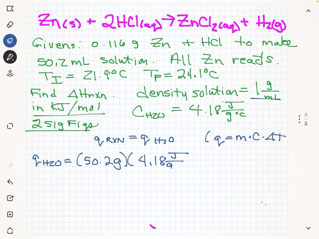 Solved Zinc Metal Reacts With Hydrochloric Acid According To The Following Balanced Equation 6858