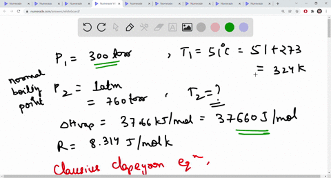 the-vapor-pressure-of-a-liquid-is-300-torr-at-510-cand-its-enthalpy-of-vaporization-is-3766-kjlmol-calculate-the-normalboiling-point-of-this-liquid-in-c-only-provide-the-numerical-value-belo-82145