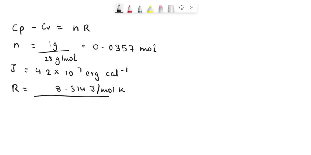 SOLVED: Calculate the difference between the specific heats of 1 g of ...