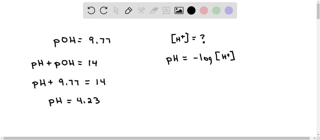 SOLVED: The pOH of a solution is 1.22. What is its molar hydrogen ion ...