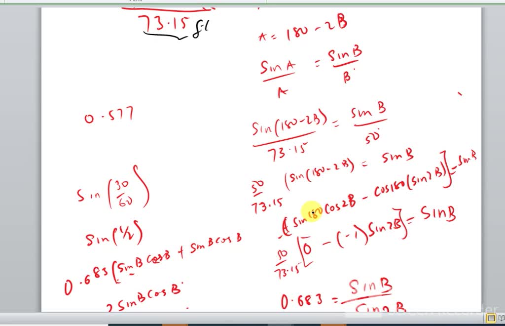 SOLVED: Using the law of sines below (as used in Lab 3), solve for the ...