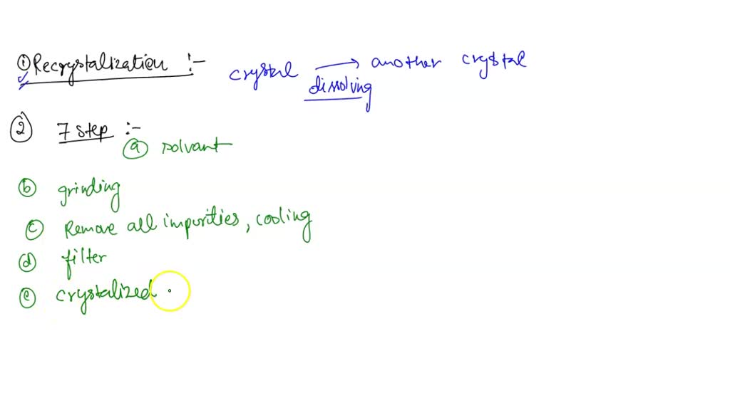 SOLVED Recrystallization Summary Lab 1. In one sentence, describe what