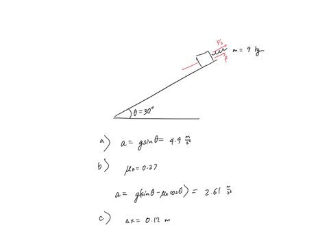 a-block-with-mass-m1-9-kg-is-on-an-incline-with-an-angle-30-with-respect-to-the-horizontal-for-the-first-question-there-is-no-friction-but-for-the-rest-of-this-problem-the-coefficients-of-fr-48879