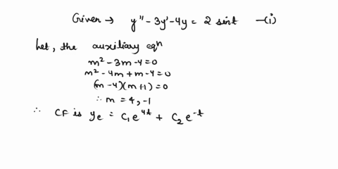 use-the-method-of-undetermined-coefficients-to-give-the-general-solution-of-the-following-nonhomogeneous-equation-y-_-3y-4y-2-sin-t-find-the-general-solution-to-the-differential-equation-as-77672