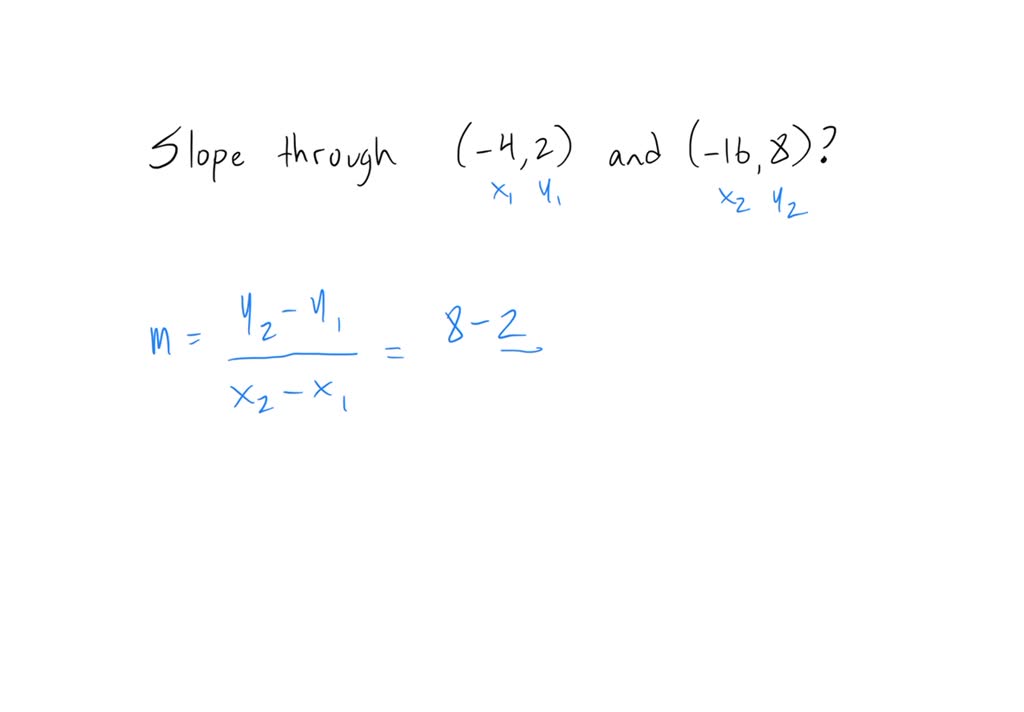 3. Find the slope of the line passing through the points 4 2 and 16 8