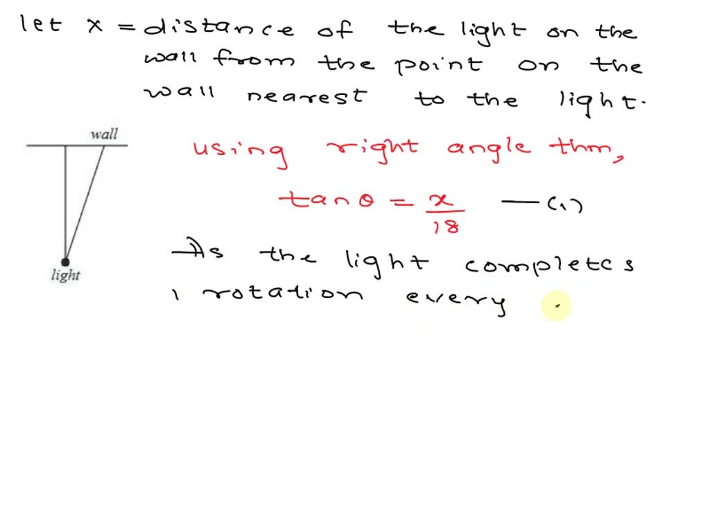 SOLVED: A rotating light is located 18 feet from wall: The light ...