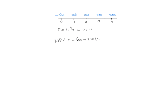 consider-the-following-project-year-n-0-1-2-3-4-undiscounted-cash-flow-600000-200000-200000-200000-200000-calculate-the-net-present-value-at-a-discount-rate-of-11