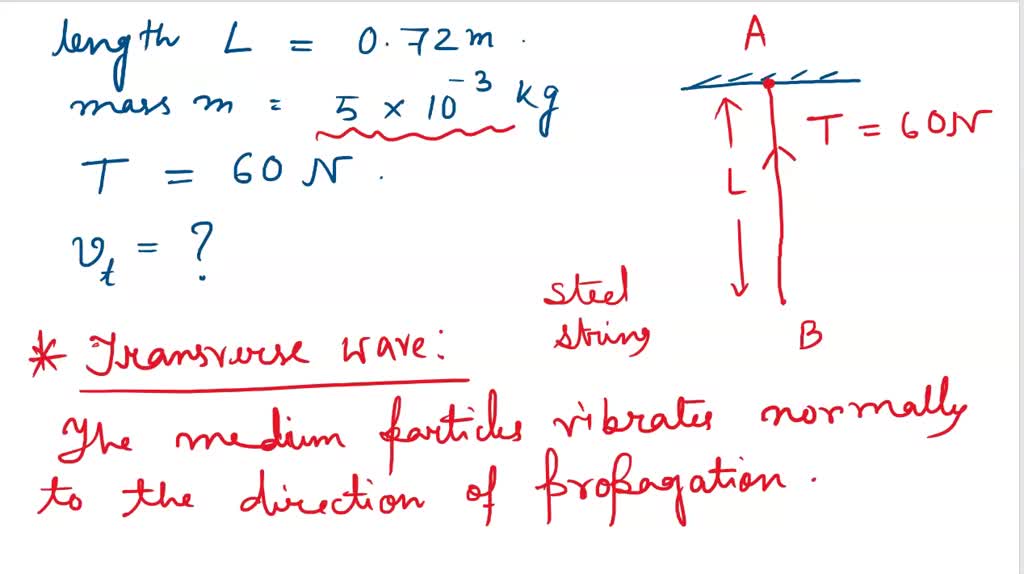 SOLVED: A steel wire 0.72 m long has a mass of 5.0 x 10^(-3) kg . If ...