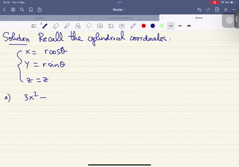 write-the-equations-in-cylindrical-coordinates-a-3x2-4x-3y2-z2-5-b-z-4x2-4y2