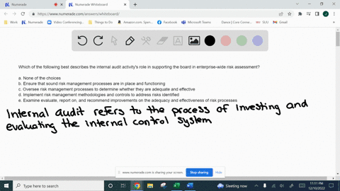 which-of-the-following-best-describes-the-internal-audit-activitys-role-in-supporting-the-board-in-enterprise-wide-risk-assessment-none-of-the-choices-ensure-that-sound-risk-management-proce-62584