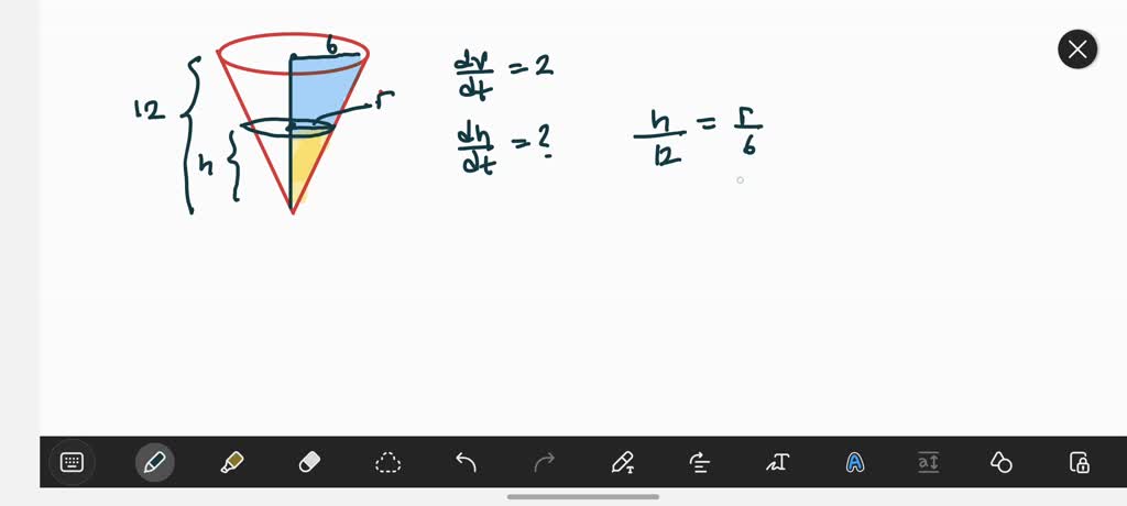 SOLVED: Epts] An inverted conical water tank with height of 12 ft and ...