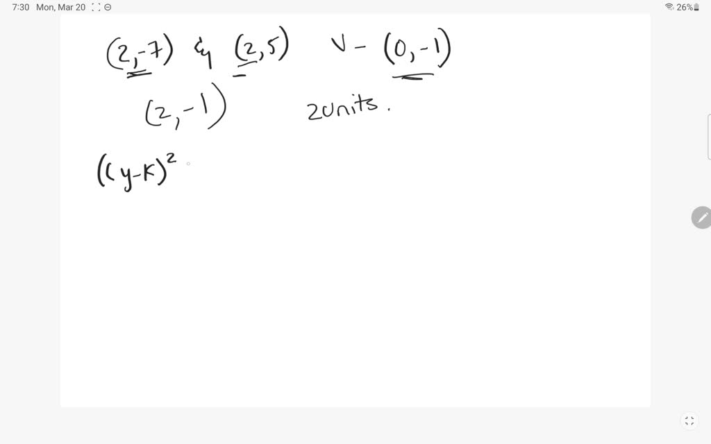 SOLVED A hyperbola with endpoints of its transverse axis at (2,5