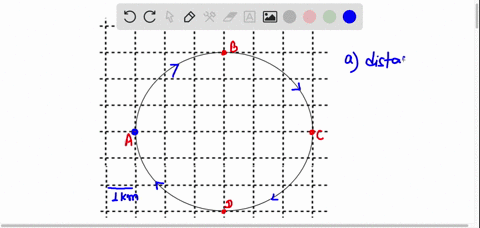 an-object-moves-from-point-a-to-b-to-c-to-d-and-finally-to-a-along-the-circle-shown-in-the-figure-below-a-find-the-distance-covered-by-the-moving-object-b-find-the-magnitude-of-the-displacem-48327