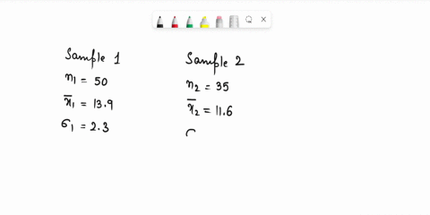 the-following-results-come-from-two-independent-random-samples-taken-of-two-populations-sample-1-n1-50-sample-2-n2-35-t1-139-32-116-35-23-what-is-the-point-estimate-of-the-difference-between-41019