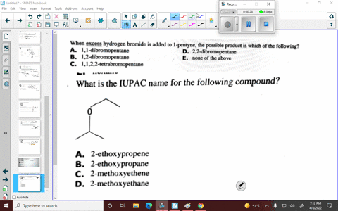 when-excess-hydrogen-bromide-is-added-to-i-pentyne-the-possible-product-is-which-of-the-following-a-11-dibromopentane-d_-22-dibromopentane-b_-12-dibromopentane-e-none-of-the-above-c-1122-tet-88374