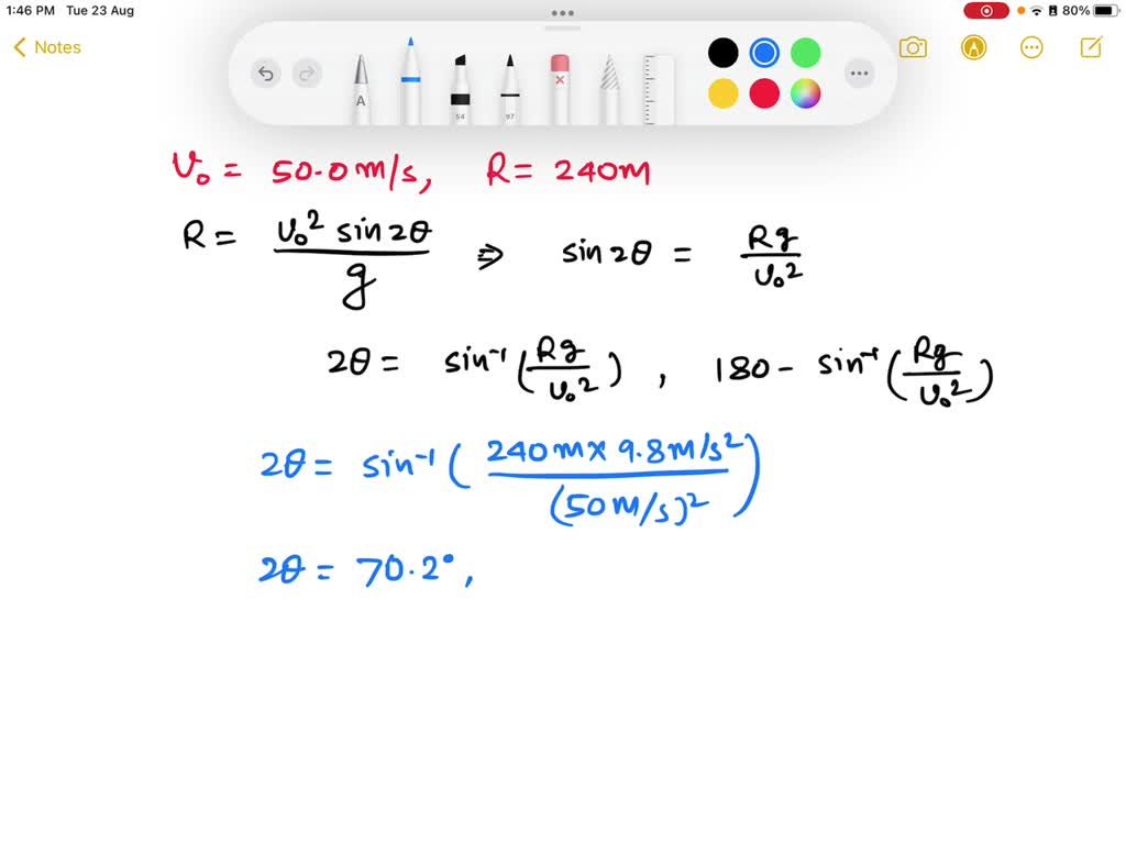 SOLVED A golf ball with an initial speed of 50.0 m/s lands exactly 240