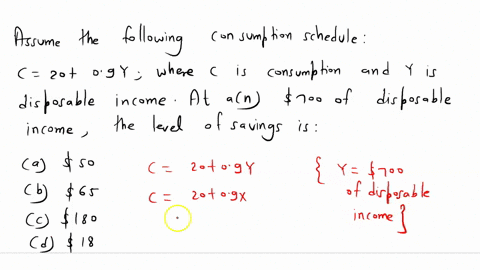 advanced-analysis-assume-the-following-consumption-schedule-c-20-09y-where-c-is-consumption-and-y-is-disposable-income-at-an-700-level-of-disposable-income-the-level-of-saving-ismultiple-cho-93847