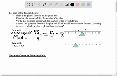 For each of the data sets below: - Make a dot plot of the...