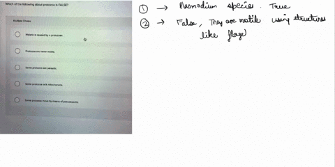 which-of-tne-following-about-protozoa-false-multple-choice-malaria-caused-by-protozoan-_-protozoa-are-never-motile-some-protozoa-are-parasitic-some-protozoa-lack-mltochondria-some-protozoa-m-27681