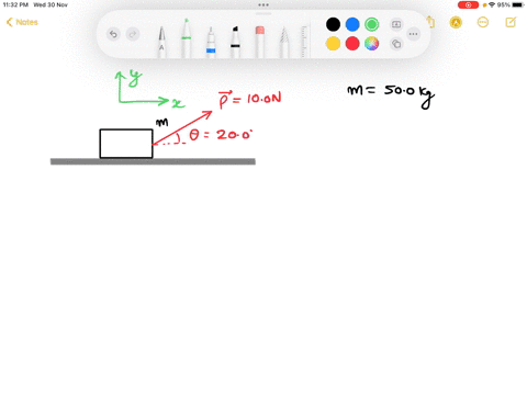 a-500-kg-crate-is-being-pulled-along-a-horizontal-smooth-surface-the-pulling-force-is-100-n-and-is-directed-200-above-the-horizontal-what-is-the-magnitude-of-the-acceleration-of-the-crate-44034