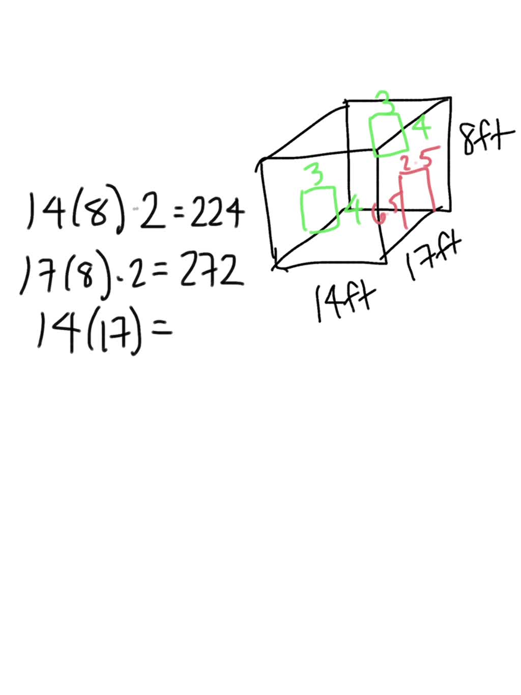 SOLVED: 10) A rectangular wall of a barn is 30 feet high and 55 feet