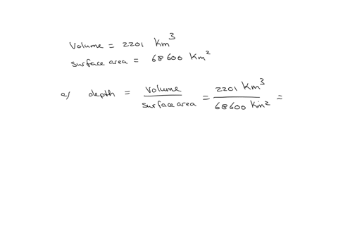 question-10-3324-part-2-of-3-points-pe-of-1-sar-a-lake-in-a-certain-country-has-a-volume-of-approximately-2201-cubic-kilometers-and-its-surface-area-is-68600-square-kilometers-complete-parts-a-through