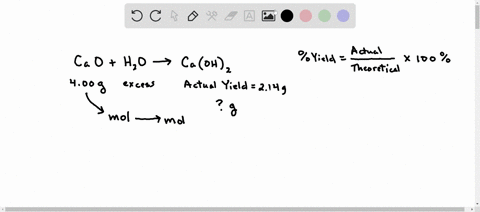 calcium-oxide-reacts-with-water-in-a-combination-reaction-to-produce-calcium-hydroxide-cao-s-h2o-l-arrow-caoh2-s-in-a-particular-experiment-a-400-g-sample-of-cao-is-reacted-with-excess-water-and-214-g