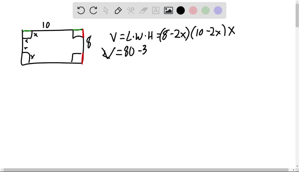 SOLVED points) 10. An opentop box is to be formed by cutting squares of side length x from