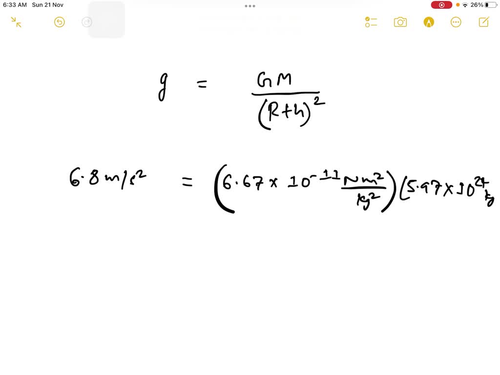 SOLVED At a given point above the Earth's surface, the acceleration