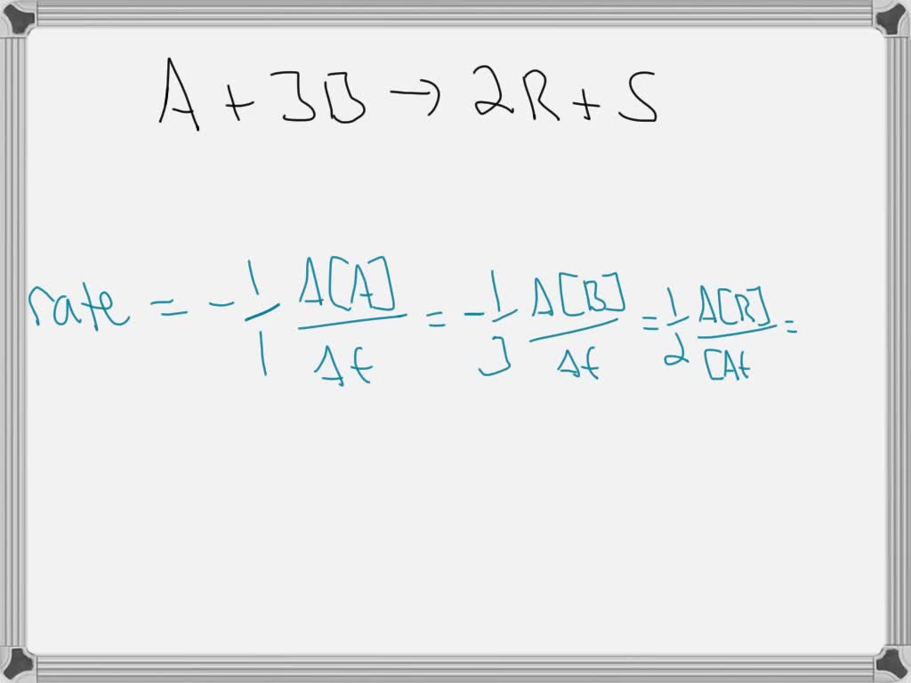 For the complex reaction with stoichiometry A + 3B > 2R + S and with a